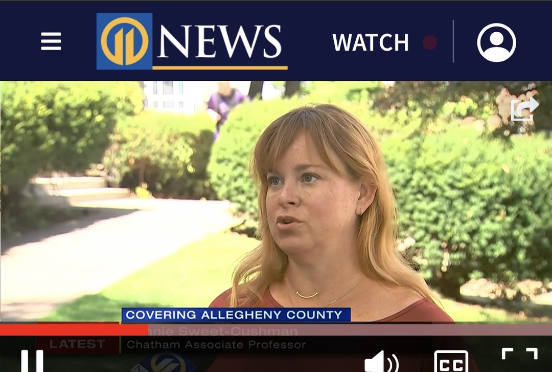 Jennie appearing in a television news interview